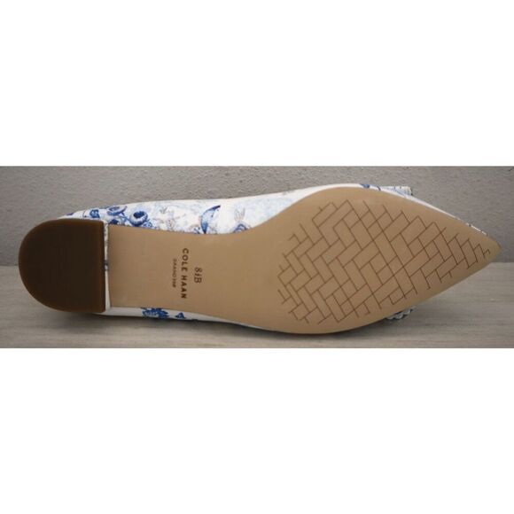 Cole Haan W29290 Women's Sz 8.5B Peacock Blue Print Bellport Bow Skimmer Flats - Picture 7 of 10